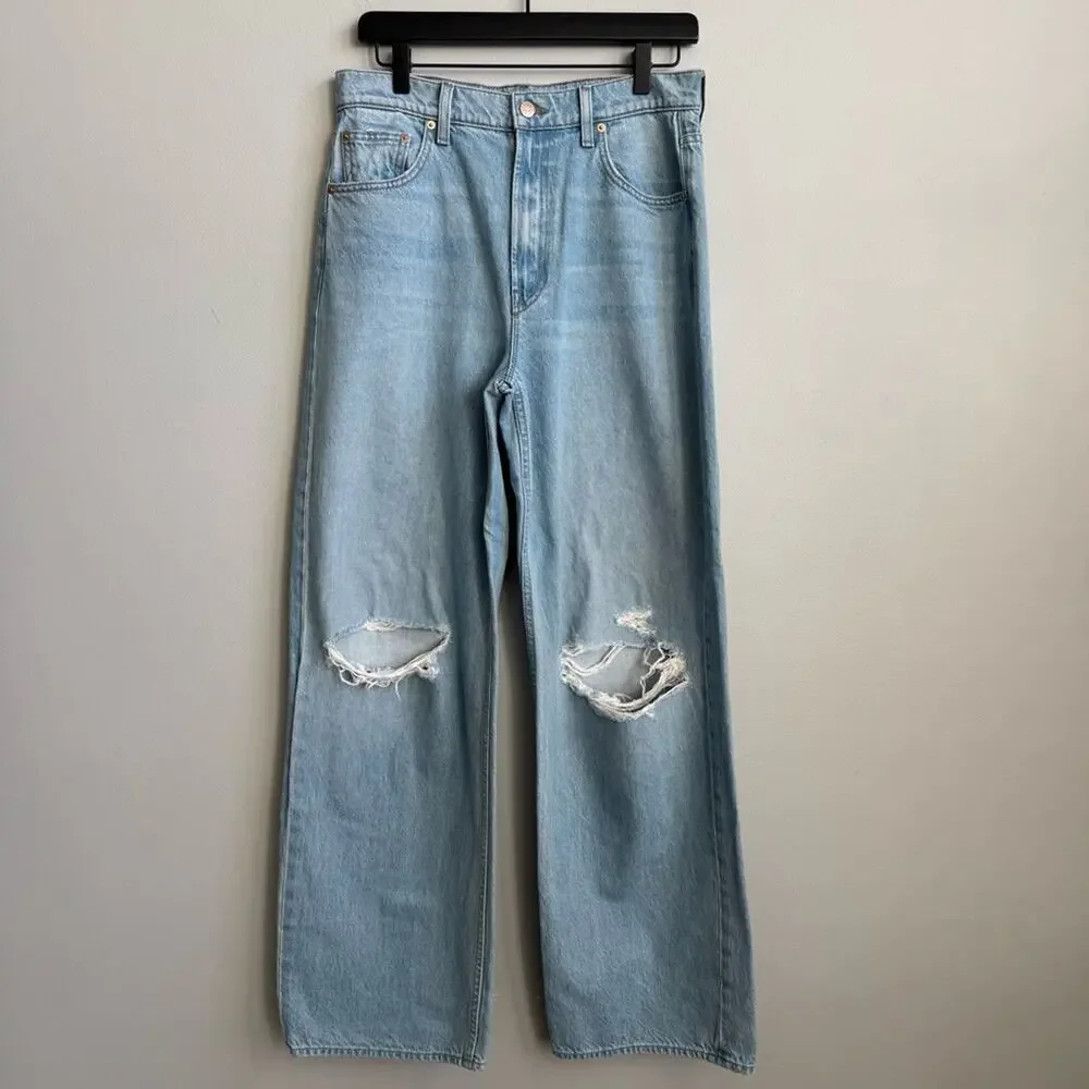 MOTHER SNACKS! The Fun Dip Puddle Wide Leg Jeans in Lots of Nibbles Size 26